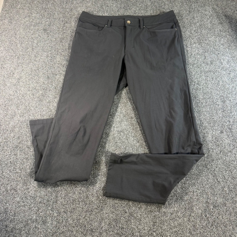 Lululemon ABC Pant Slim Warpstreme Mens 35x31 Charcoal Grey Obsidian 5 Pocket